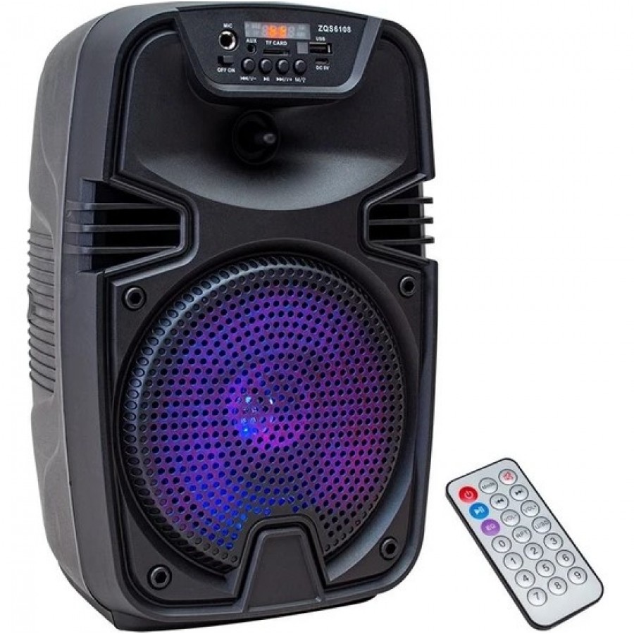 Mtc ZQS-6108 Hoparlör 10W 16CM Usb-Sd-Fm-Bt Destekli Kumandalı Mikrofon Girişli Taşınabilir Hoparlör
