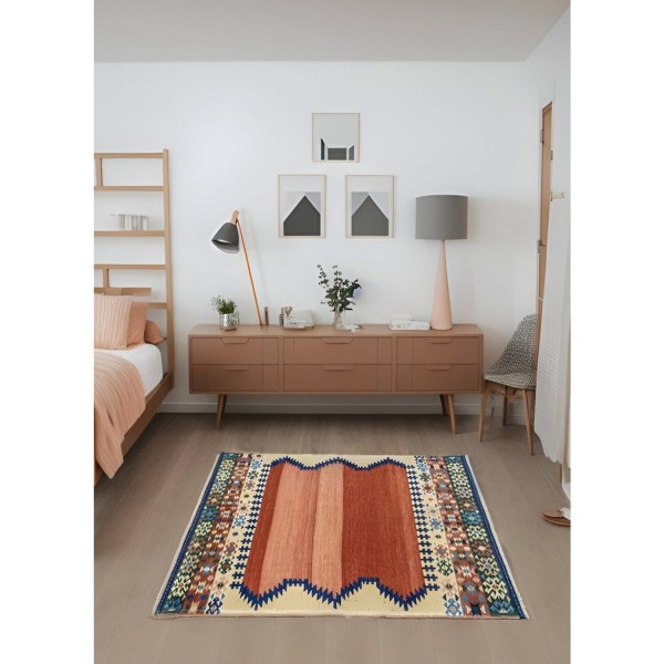 Tekno Trust Kırmızı Dalen Etnik Desenli El Dokuma Yün Halı Kilim …