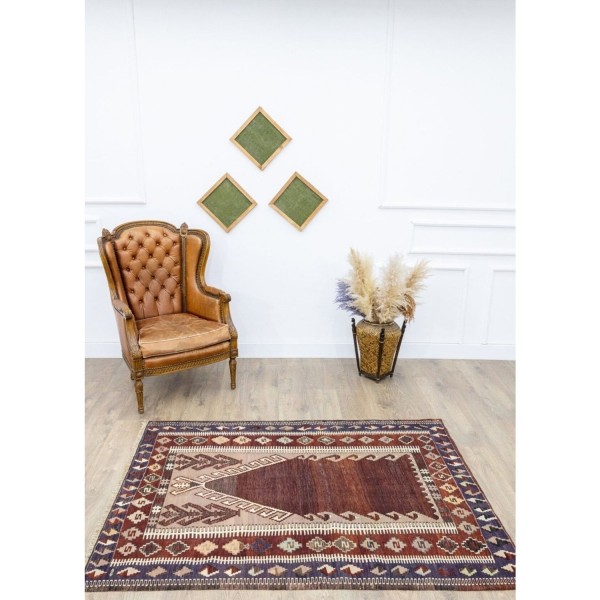 Tekno Trust Yünlü Tela El Dokuma Bordo Ince Kilim 126 x 174 Mutfak E…