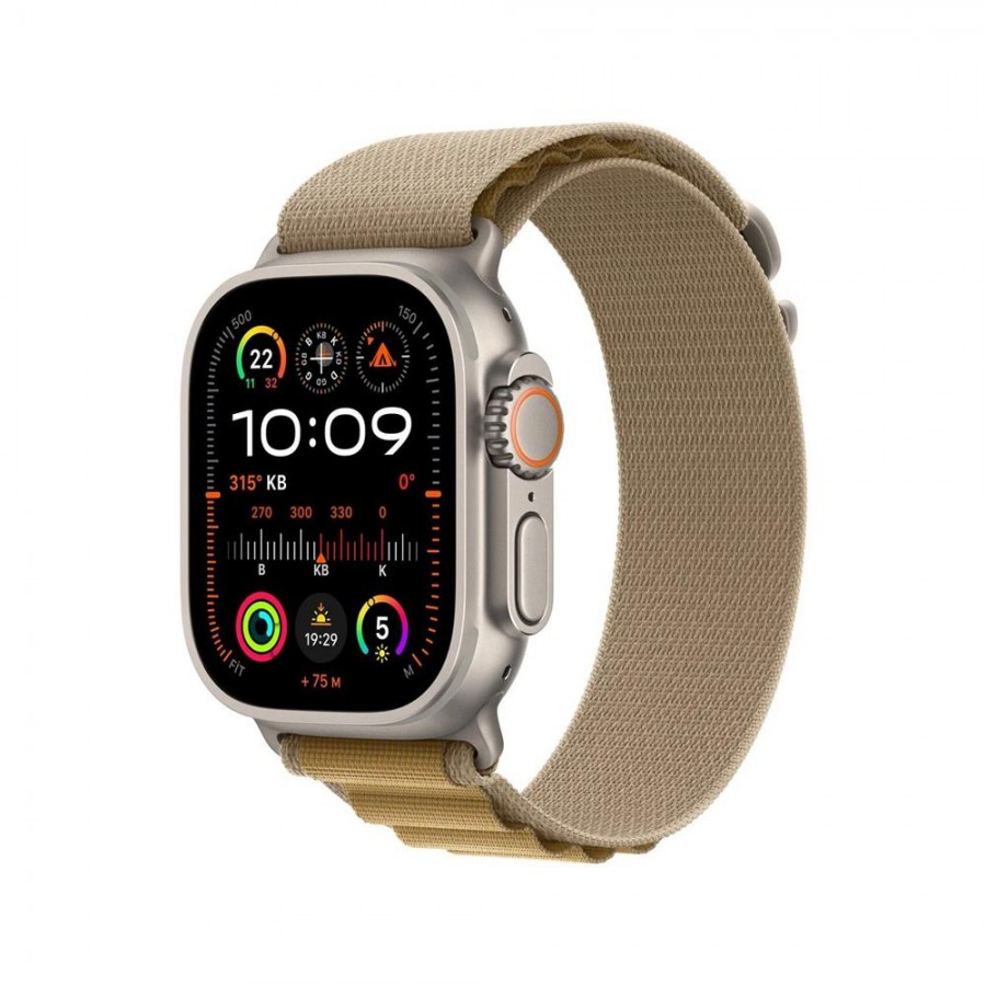 Apple Watch Ultra 2 GPS + Cellular 49mm Natürel Titanyum Kasa Uçuk Kahve Alpine Loop - M